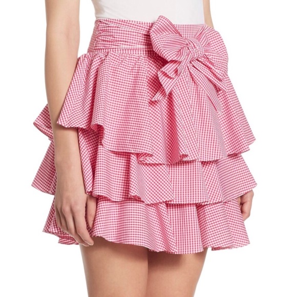 Scripted Gingham Tiered Ruffled Mini Skirt Sz Med - Picture 3 of 8